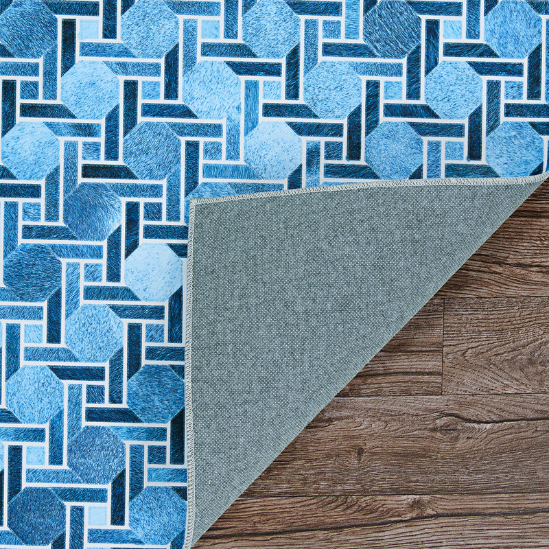 Latitude Run® Geometric Blue Area Rug Wayfair